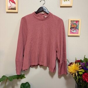 Madewell Texture & Thread Button-Back Mockneck Top Autumn Berry XXL